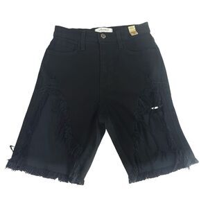 Vibrant M.i.U Black Distressed Jean Shorts Womens Size‎ S NWT